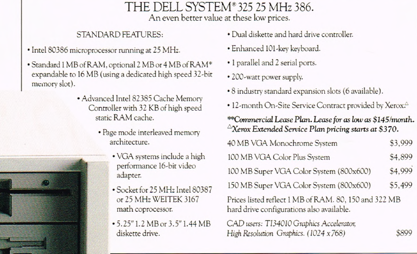 Advert for a Dell computer in June 1990 issue of BYTE.